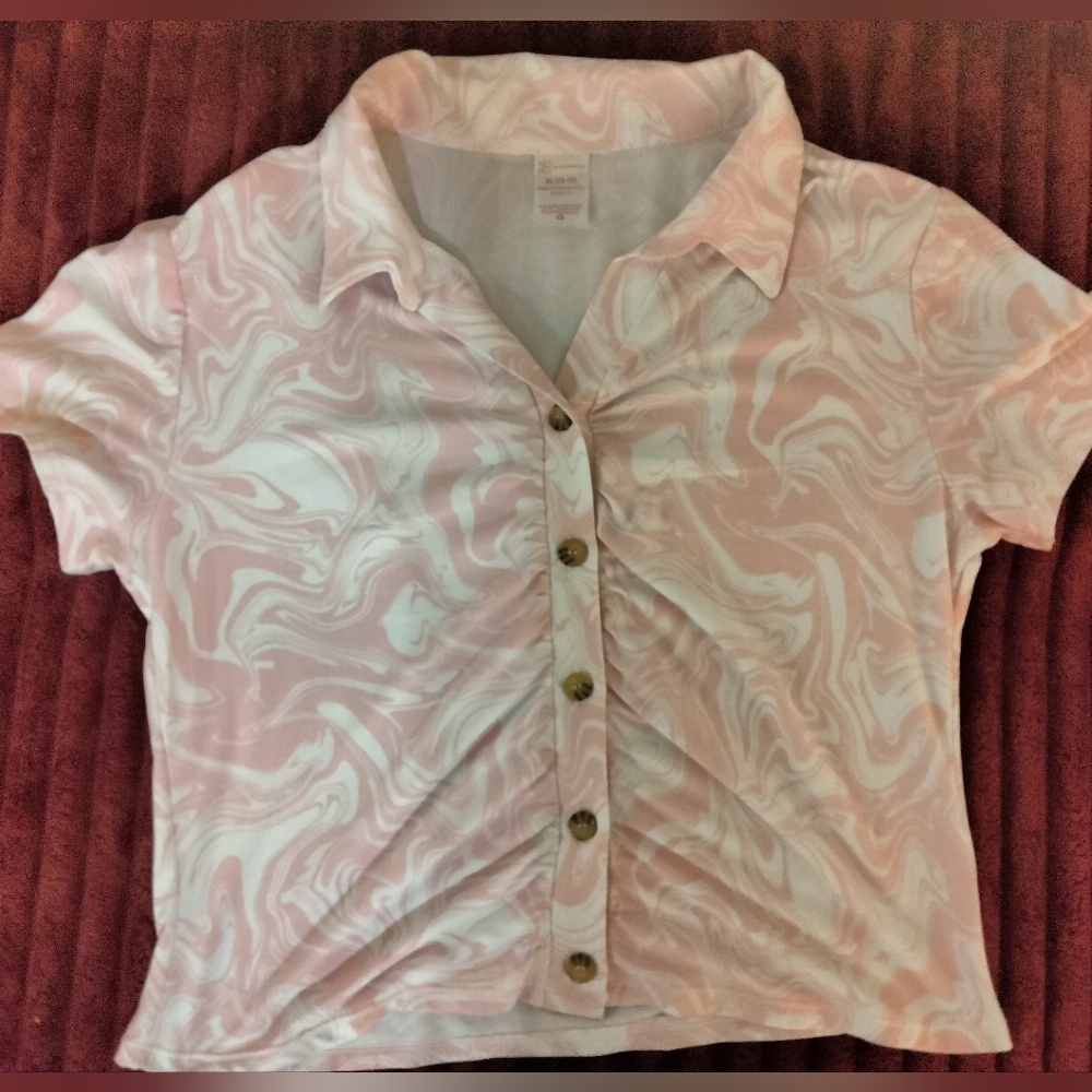 Pink Tie Dye Collared Blouse